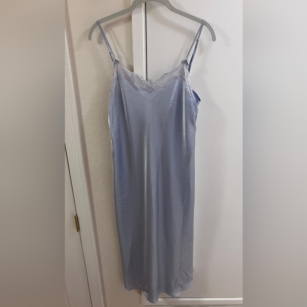 Lace Trim Light Blue Chemise
